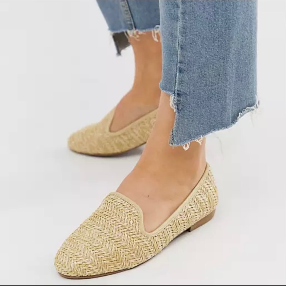 ASOS wide fit loafer in raffia size 10